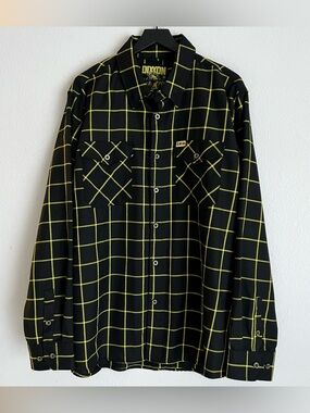 Dixxon Flannel Company Shirt Mens 2X Black Yellow Chessboxin Plaid Casual